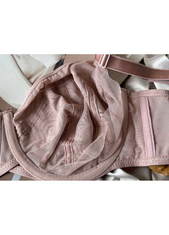 Кавовий повномірний бюст для великих грудей, ліфчик на чашку d з мереживною сіточкою колір капучіно Lanny Mode