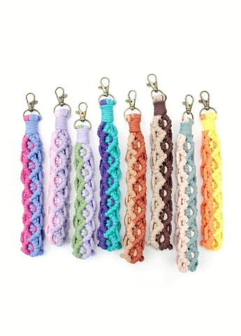 Набір макраме для рукоділля для ручного прядіння плетеного брелока «Петля» для ключів 22х3 см, рожевий з блакитним No Brand (344573442)