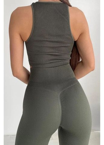 Хаки демисезонные леггинсы в рубчик с push up эффектом leggings rib push up Giulia