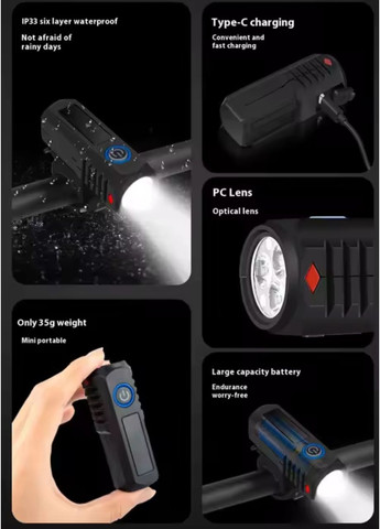 Велосипедний передній ліхтар USB HW-2288 No Brand (366872960)