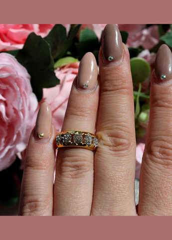 Женское кольцо с камнями в форме цветов, цвет золото, размер. No Brand (311222635)