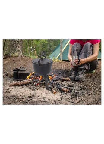 Чавунний казанок дачний Garden Line 8л, сірий. Казан-котелок для багаття. Комплект казан з кришкою та триногою No Brand Garden Line BBQ3710 (345707451)