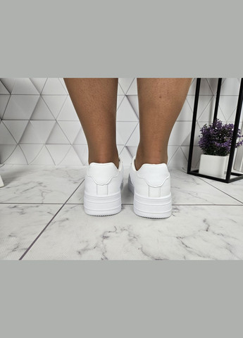 Кроссовки белые из натуральной кожи на высокой массивной подошве платформе No Brand белые (322650811)