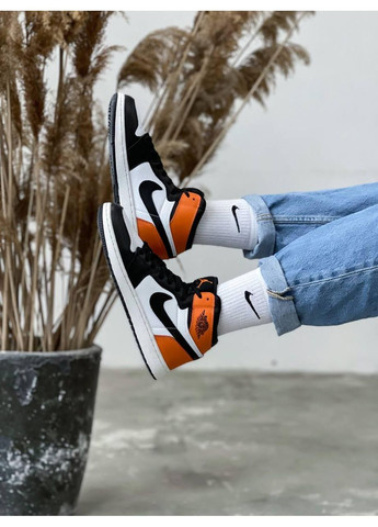 КРОСІВКИ ЖІНОЧІ NIKE AIR JORDAN 1 HIGH ORANGE BLACK НАЙК АІР ДЖОРДАН No Brand чорні демісезони (368858340)