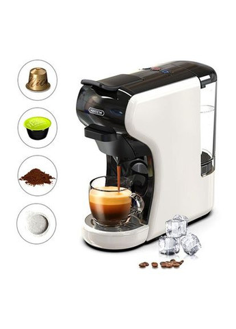 Кавоварка H1A 4 в 1 Expresso, сумісна з меленою кавою DG у капсулах - біла HiBREW (351505621)