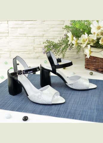 Босоніжки шкіряні жіночі на високих підборах, колір білий/чорний. 37 розмір Vasha para (303931598)