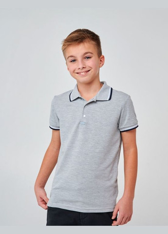 Серая детская футболка-футболка-поло (короткий рукав) серый меланж для мальчика Smil