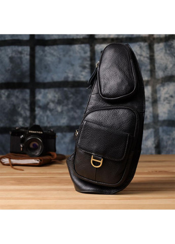 Сумка слинг через плечо мужская кожаная для телефона и для документов большая Черный 39035 Vintage (351403627)