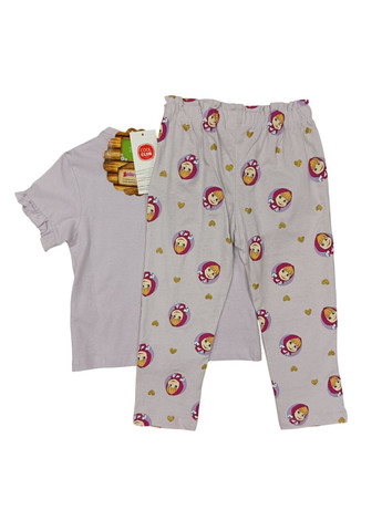 Сиреневая всесезон пижама для девочки футболка + брюки Cool Club