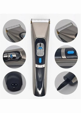 Машинка тример для стриження волосся й бороди акумуляторний бездротовий HQ 305 Pro Сріблястий із чорним + 4 насадки Rozia (312486082)