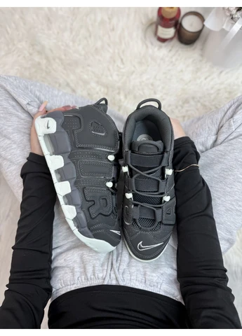 Черные демисезонные кроссовки мужские nike air more uptempo dark grey найк аир мор уптемпо черные No Brand