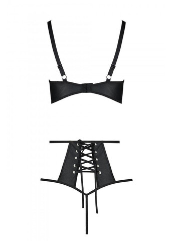 Чорний демісезонний комплект з екошкіри: бюстгальтер та трусики з перфорацією tamaris set black l/xl Passion