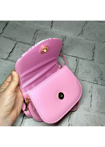 Сумочка дитяча для дівчинки лакова з ремінцем Котик 15х12х6 см Рожева No Brand (367186371)