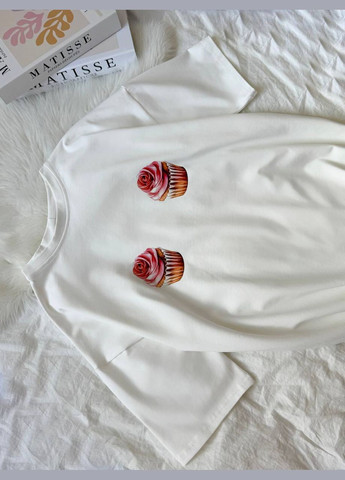 Жіноча футболка вільного крою з принтом MonCher - (332955705)