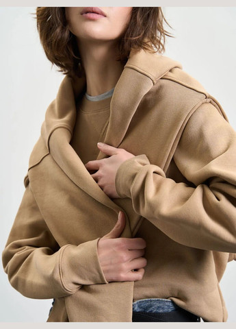 Коричневий світшот жіночий утеплений Роза однотонний без декору (325779717)