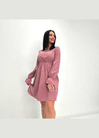 Пудровое вельветовое платье с завышенной талией Fashion Girl