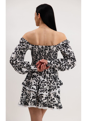 Білий сукня міні з мереживом принт на білому Bessa