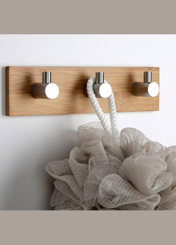 Гачок потрійний з нержавіючої сталі на клейкій основі натуральний бамбук (NR0067_2) No Brand (303898375)