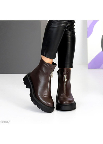 Черевики зимові Artis, натуральна шкіра, шоколадні, на блискавці No Brand (365553022)