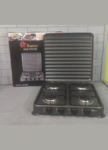 Настольная газовая плита на четыре конфорки MS-6604 газовый таганок 0,54 кВт х 4 Коричневая Domotec (298344188)