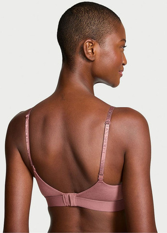 Коричневый демисезонный комплект белья (лиф+трусики стринги) logo shine patch Victoria's Secret