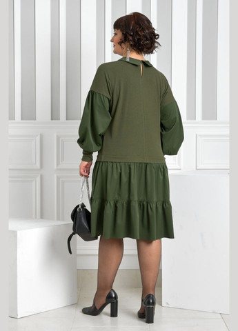 Оливковое (хаки) платье 14355 Alenka Plus