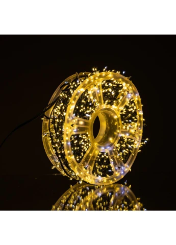 Новорічна гірлянда кімнатна роса Хвойна лапа 50 м 1500 LED зелений провід Жовте сяйво D1500L50MGY Garlando (385606872)