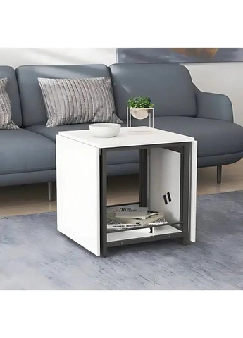 Стіл журнальний трансформер Куб Комбо 540x532x500 Чорний метал ДСП Біле 16 мм (FRD-105150) Ferrum-decor (365445093)