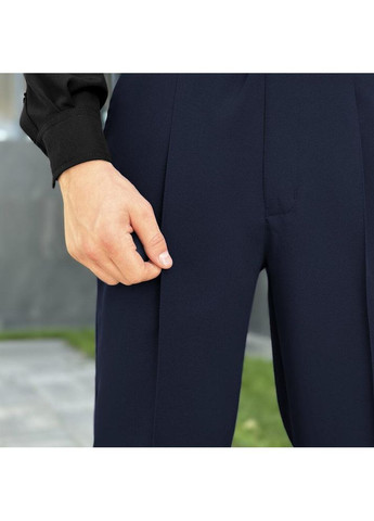 Синие классические, кэжуал демисезонные прямые брюки No Brand