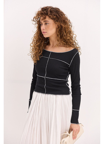 Женский лонгслив в розовый рубчик со швами наизнанку Arjen (361056827)