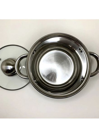 Кастрюля 2165 кастрюлька из нержавеющей стали 2.1 л с крышкой из термостойкого стекла нержавеющая сталь A-Plus (356129886)