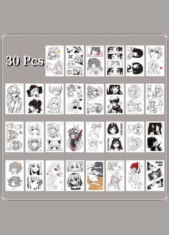 Временные татуировки наклейки водонепроницаемые аниме манга косплей 30 шт Shantou (327098625)
