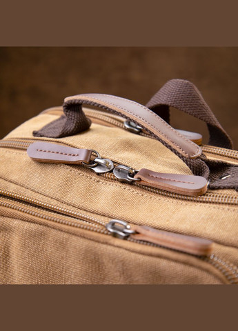 Рюкзак текстильный дорожный унисекс на два отделения 20614 Песочный Vintage (331913099)