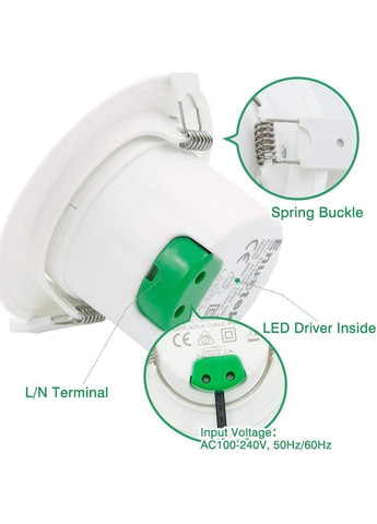 Кутовий світильник 9 Вт LED, стельовий, регульований, біле світло 5000K No Brand (301221935)