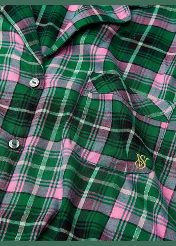 Зеленая всесезон женская пижама (штаны+рубашка) flannel l зеленая Victoria's Secret