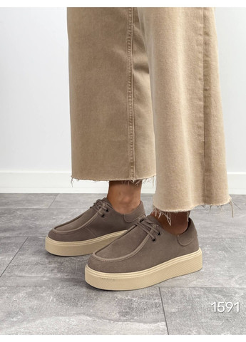 No Brand Стильные женские туфли серо-бежевый з натуральная замша, — всесезон (359376930)