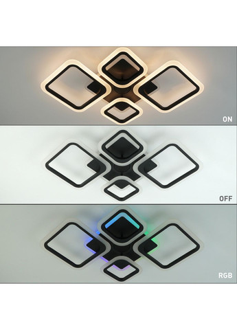 Смарт люстра с колонкой управляемая светодиодная OVAL RGB MUSIC 5S 85 Вт 725x460x80 мм Черная ESLLSE (360423510)