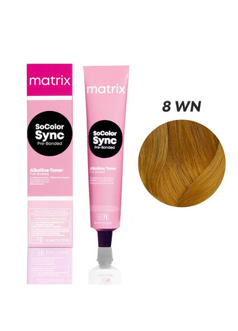 Безаміачний тонер для волосся на кислотній основі SoColor Sync PreBonded 8WN теплий світлий блондин Matrix (292736108)