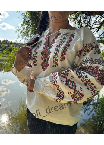 Молочна жіноча вишита сорочка земля ESQ (352710145)