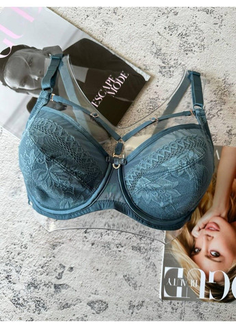 Синий бюстгальтер без поролона со стрепами синий Lanny Mode