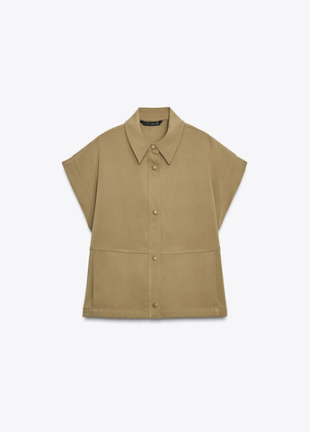 Светло-коричневая повседневный рубашка однотонная Zara