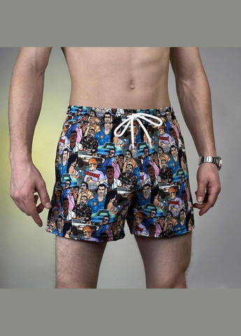 Чоловічі літні пляжні шорти сині з принтом GTA Freedom (346474970)