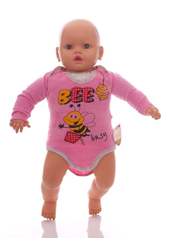 Боди с длинным рукавом для девочки велюр розовое Bee MiniPapi 80 см (26695) BABYKROHA (297198142)