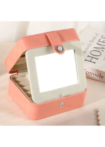 Містка стьобана скринька для прикрас з дзеркалом кольору пильної троянди No Brand (316580413)