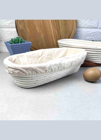 Овальная ротанговая корзинка 30 см для расстойки хлеба со сменным чехлом No Brand (331154529)