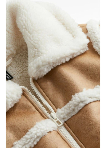 Бежевая зимняя женская куртка из эко-кожи н&м (57797) м бежева H&M