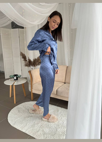 Синяя красивая одежда для дома/ шелковая пижама 😻 Luna