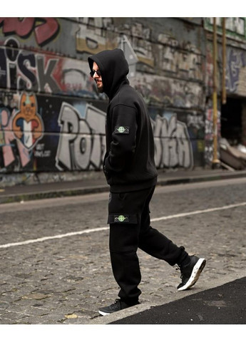 Стильний чоловічий костюм Stone Island на флісі чорний осінь/зима No Brand (368766244)