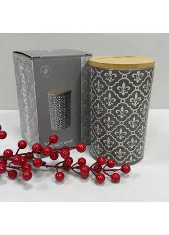 Банка керамічна з бамбуковою кришкою 700 мл 10х10х16 см ORNAMENT JH6196-6 коричнева Limited Edition (377769966)