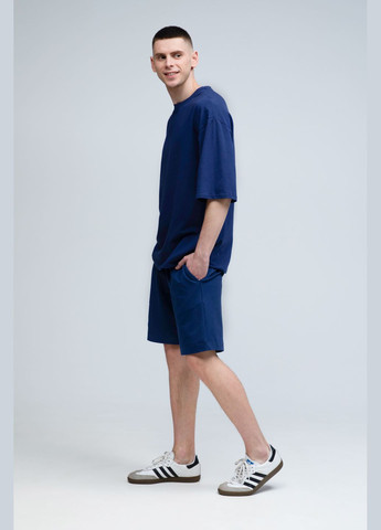 Костюм футболка оверсайз и шорты мужской темно-синий RAY Basic (331006493)